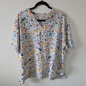 Ladies 2X Cat Scrub Top